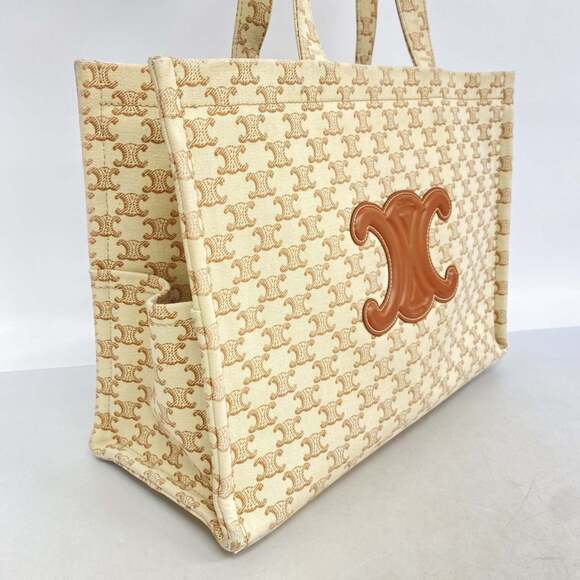 Celine Triomphe Canvas Tote Bag, Beige, Women's - Picture 2 of 12